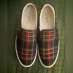 J crew tartan plaid slip on Christmas sneakers
